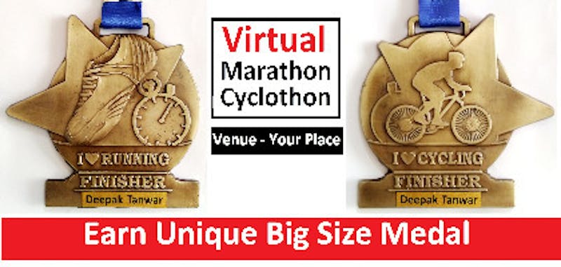 India Virtual Marathon Earn Unique Big Size Medal Tickets by