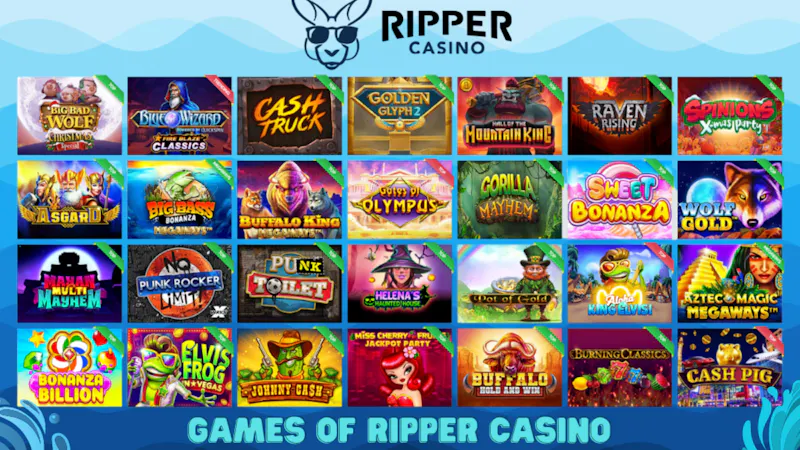 Ripper Casino Mobile App Interface Showcasing Games and Navigation