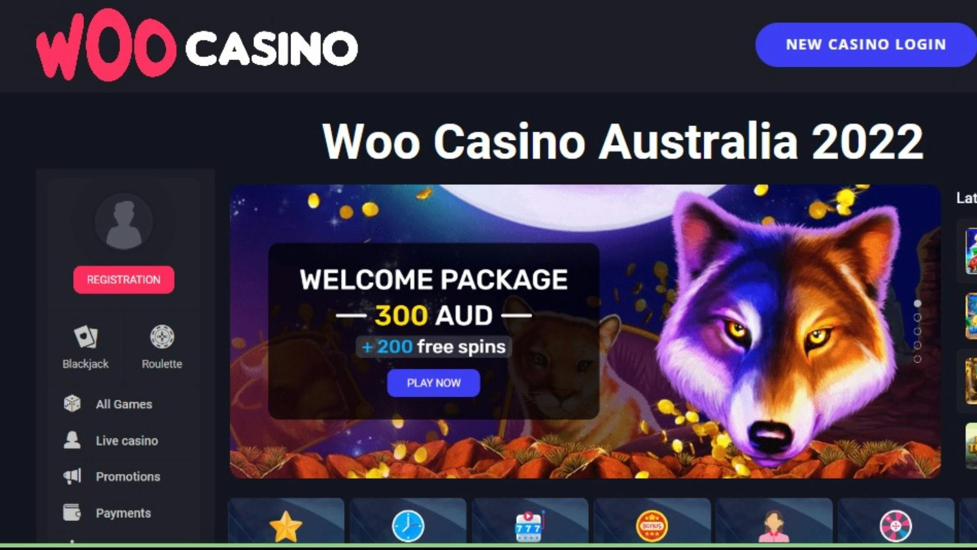 Woo Casino Mobile App Interface on a smartphone